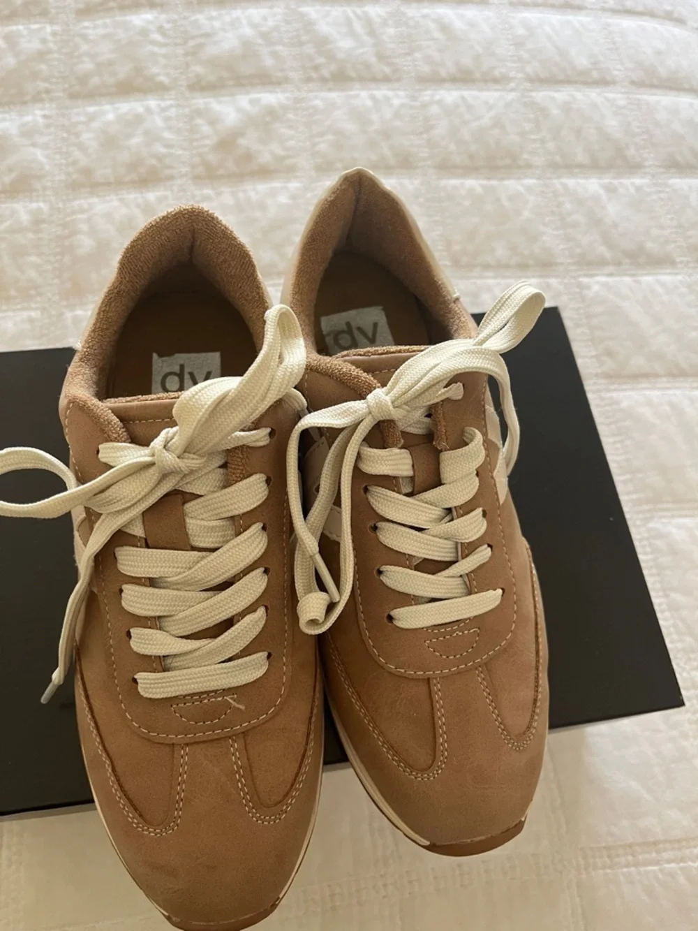 Dolce Vita Women's Tan and Cream Lace-Up Sneakers - Picture 2 of 5
